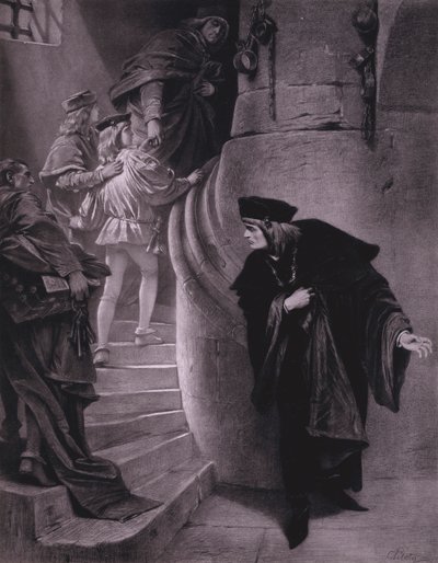 Scene fra Shakespeares King Richard III (Act III, Scene 5) (litho) af Karl Theodor von Piloty