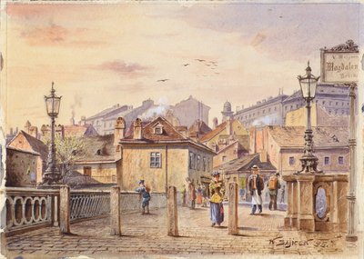 Magdalenebroen over Wien-floden af Karl Wenzel Zajicek