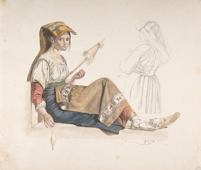 Neapolitan Woman recto, Study for an Interior verso, slutningen af det 18.-19. århundrede. af Karl Wilhelm Freiherr von Heideck