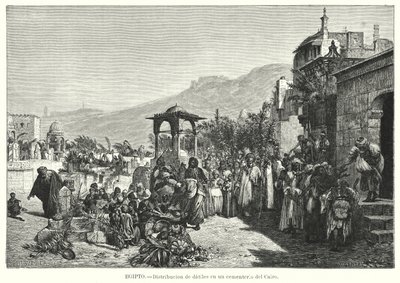 Fordeling af datoer på en kirkegård, Cairo, Egypten (litho) af Karl Wilhelm Gentz