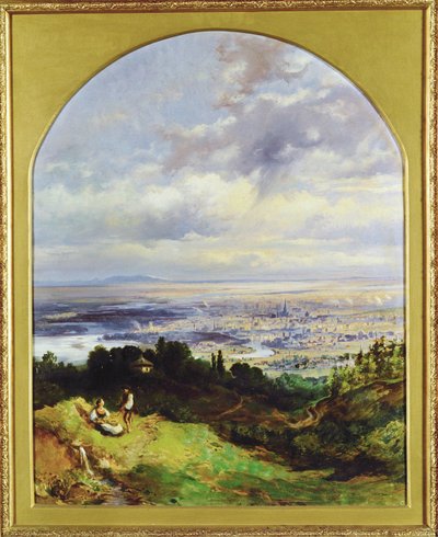 Blick auf Wien - Wien omkring 1860 ... (maleri på lærred) af Karl the Elder Schweninger