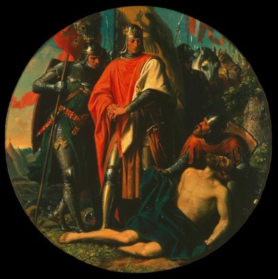 Rudolph I på slagmarken efter sejren over Ottokar, 1278, ca 1868. af Karl von Blaas
