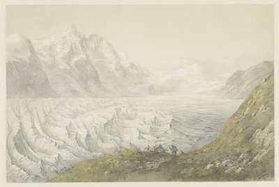 Pasterze-gletsjeren nær Heiligenblut Pastiren ved Heyligen Blut af Karoly Lajos Libay