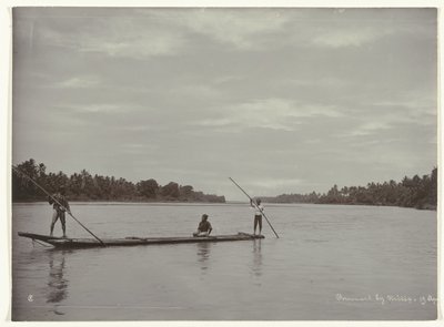 Krydser en flod med en lang bjælke Færgeoverfart ved Kreteg (...) (titel på objekt) af Kassian Cephas