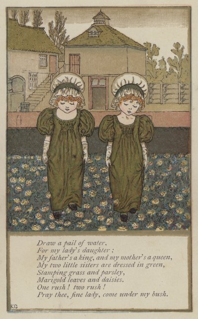 Tegn en spand vand (farve litho) af Kate (after) Greenaway