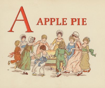 Kate Greenaway: A - Æbletærte (farvelitografi) af Kate (after) Greenaway
