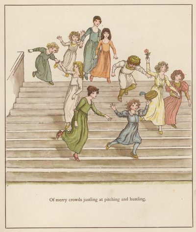 Kate Greenaway-illustration til The Pied Piper of Hamelin af Robert Browning (farve litho) af Kate (after) Greenaway
