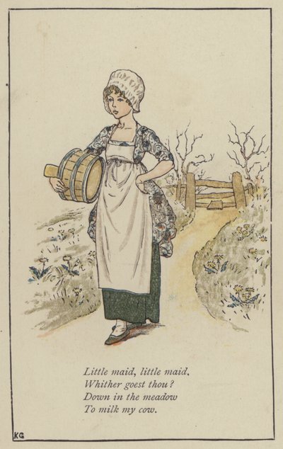 Lille tjenestepige, lille tjenestepige (farve litho) af Kate (after) Greenaway