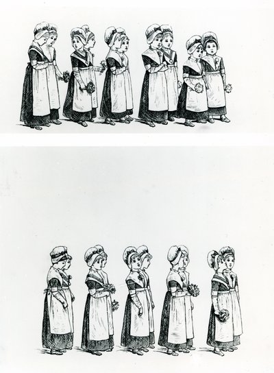 Velgørenhedsbørn, ca. 1880 (gravering) af Kate Greenaway