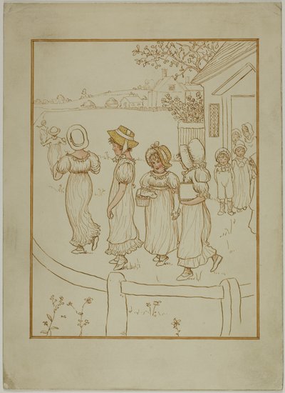 Piger på vej ned ad en bane af Kate Greenaway