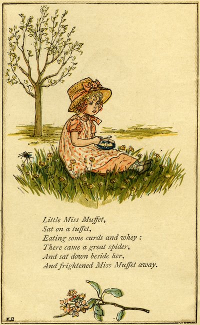 Lille Miss Muffet illustreret af Kate Greenaway
