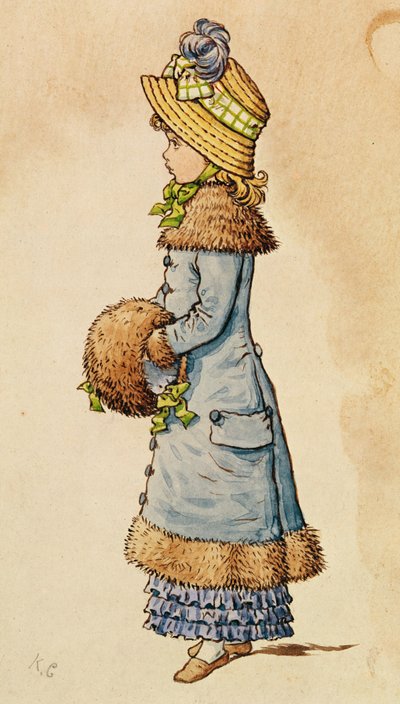 Søndagsbedste - ung pige i blåt af Kate Greenaway