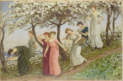 Gennem de hvide blomster, 1891 (wc) af Kate Greenaway