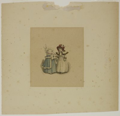 To små piger i pelsbeskårne frakker af Kate Greenaway