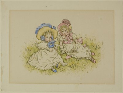 To små piger med motorhjelm af Kate Greenaway