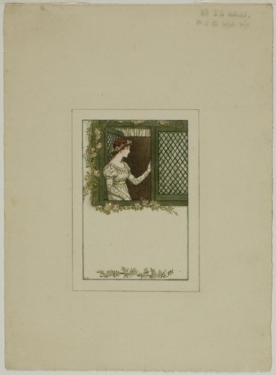 Kvinde ved gittervindue af Kate Greenaway