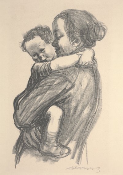 Dreng med armene om mors hals af Käthe Kollwitz