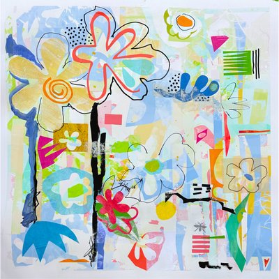 blooming daydream, 2025 (blandede medier på papir) af Kathy Dunaway