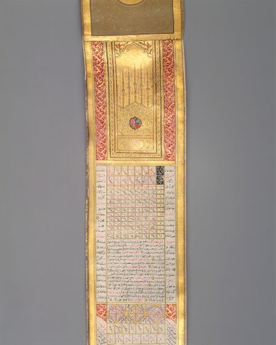 Kalender-almanak i rulleform, dateret A.H. 1224A.D. 1810. af Katib Muhammad Ma