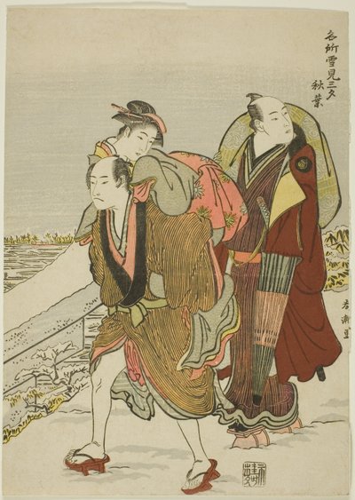 Akiba, fra serien "Three Evenings at Spots Famous for Snow Viewing (Meisho yukimi sanseki)" af Katsukawa Shuncho