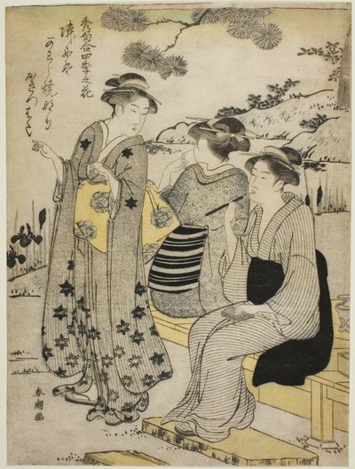 Rabbit-Ear Irises in Autumn, fra serien "Choicest Odes upon Flowers of the Four Seasons (Shuku awase, shiki no hana)" af Katsukawa Shuncho