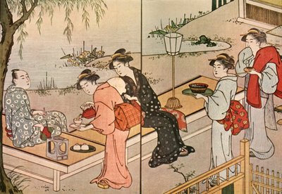 Kvinde, der serverer te, 1790, 1924. af Katsukawa Shuncho