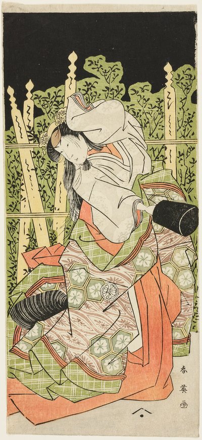 Skuespiller Segawa Kikunojô III Muligvis som Ono no Komachi i "Komachi Village: Nytår på teatret" ("Komachimura shibai no shôgatsu") af Katsukawa Shun