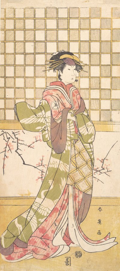 En skuespiller af Iwai-klanen som kvinde, ca. 1795. af Katsukawa Shun