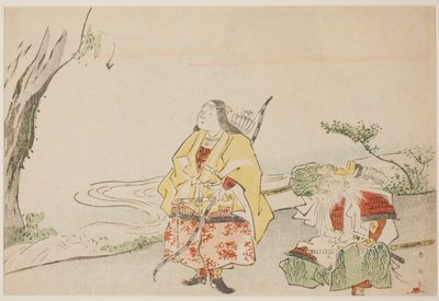 Kejserinde Jingu (til venstre) og hendes minister Takenouchi no Sukune (til højre) af Katsukawa Shun