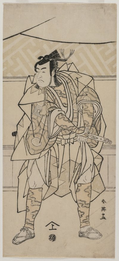 Ichikawa Monnosuke god som en samurai af Katsukawa Shunei