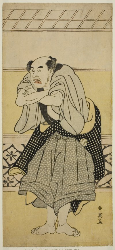 Skuespilleren Asao Tamejuro I som den berusede Gotobei i stykket Yoshitsune Koshigoe Jo, opført på Ichimura-teatret i den niende måned, 1790 af Katsukawa Shun