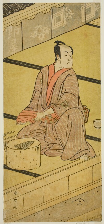 Skuespilleren Ichikawa Monnosuke II som Daidoji Tabatanosuke i skuespillet Mukashi Mukashi Tejiro no Saru, opført på Ichimura-teatret i den ottende måned, 1792 af Katsukawa Shun