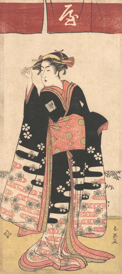 Skuespilleren Ichikawa Monosuke II i en uidentificeret kvinderolle, ca. 1789. af Katsukawa Shun