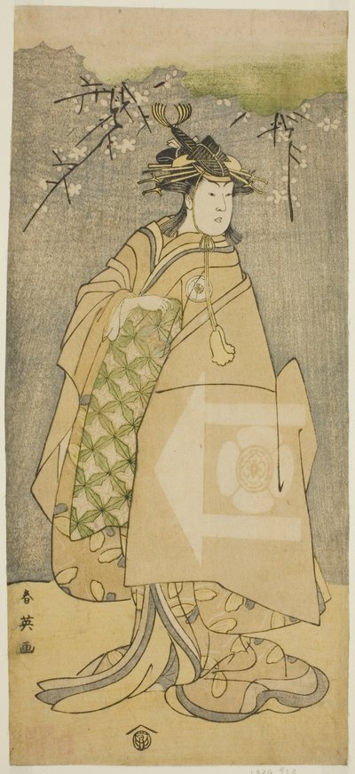 Skuespilleren Iwai Kiyotaro som Kewaizaka no Shosho i stykket Gohiiki no Hana Aikyo Soga, der blev opført på Kawarazaki-teatret i den første måned, 1794 af Katsukawa Shun