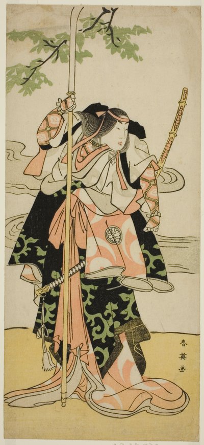 Skuespilleren Segawa Kikunojo III som Lady Tomoe (Tomoe Gozen) i stykket Yasa Gumbai Miyako no Jindori, opført på Miyako-teatret i den ellevte måned, 1793 af Katsukawa Shun