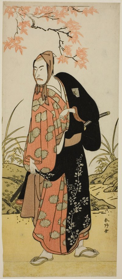 Skuespilleren Ichikawa Komazo III som Katanaya Hanshichi i skuespillet Heike Hyobanki, opført på Nakamura-teatret i den niende måned, 1789 af Katsukawa Shunkо̄