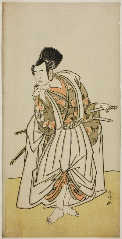 Skuespilleren Ichikawa Yaozo II som Sakura-maru i stykket Sugawara Denju Tenarai Kagami, opført på Ichimura-teatret i den syvende måned, 1776 af Katsukawa Shunkо̄