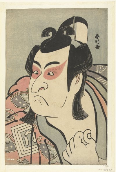 Busteportræt af skuespilleren Ichikawa Monnosuke II i rollen som Soga no Goro. af Katsukawa Shunko