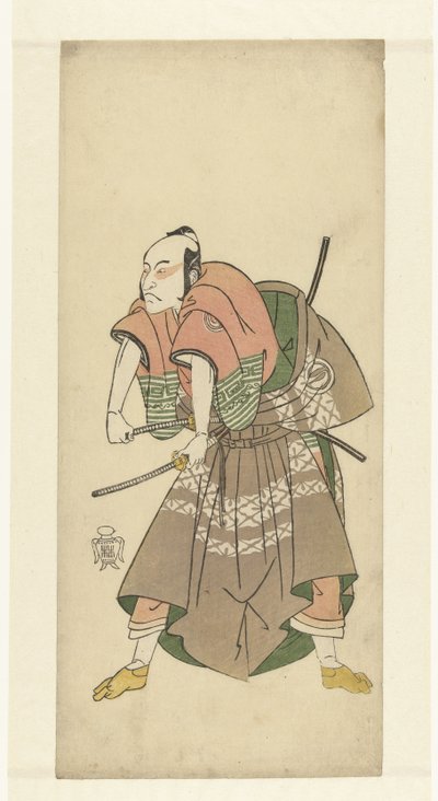 Skuespiller Sawamura Sojuro II klar til kamp af Katsukawa Shunsho