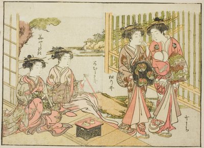 Courtesans of the Matsubaya, fra bogen "Mirror of Beautiful Women of the Pleasure Quarters (Seiro bijin awase sugata kagami)," vol. 1 af Katsukawa Shunsho