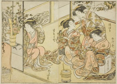 Courtesans of the Matsuneya, fra bogen "Mirror of Beautiful Women of the Pleasure Quarters (Seiro bijin awase sugata kagami)," vol. 1 af Katsukawa Shunsho