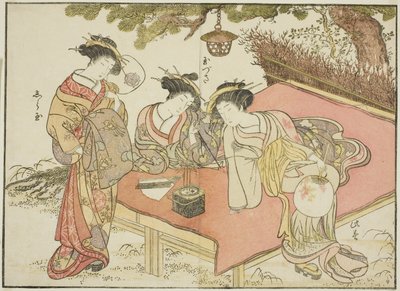 Kurtisaner fra Yadaya, fra bogen "Mirror of Beautiful Women of the Pleasure Quarters (Seiro bijin awase sugata kagami) af Katsukawa Shunsho