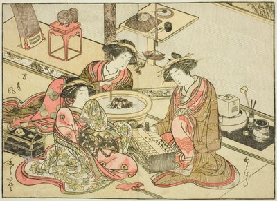 Kurtisaner fra Yamashiroya, fra bogen "Mirror of Beautiful Women of the Pleasure Quarters (Seiro bijin awase sugata kagami)," vol. 2 af Katsukawa Shunsho