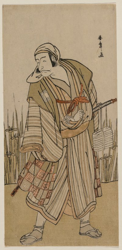 Ichikawa Danjuro V som en rejsende ved siden af en irisklump af Katsukawa Shunsho