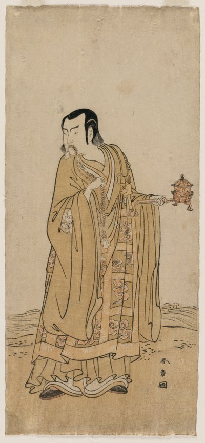 Ichimura Uzaemon IX som Shingen i A String of Prayer Beads Shaken at a Ribbon of Waterfall af Katsukawa Shunsho