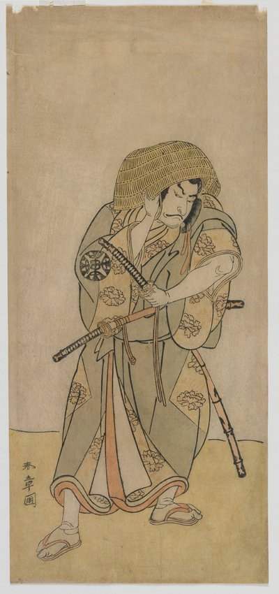 Kabuki-skuespiller Nakamura Nakazo I som samurai i forklædning, Edo-periode, midten af 1770
