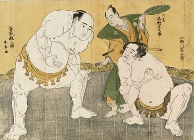 Onagawa Uki Saburo Draft d Kajinosuke Tanikaze Udført af Minoru Tei Hyo, Referee D af Shosuke Kimura af Katsukawa Shunsho