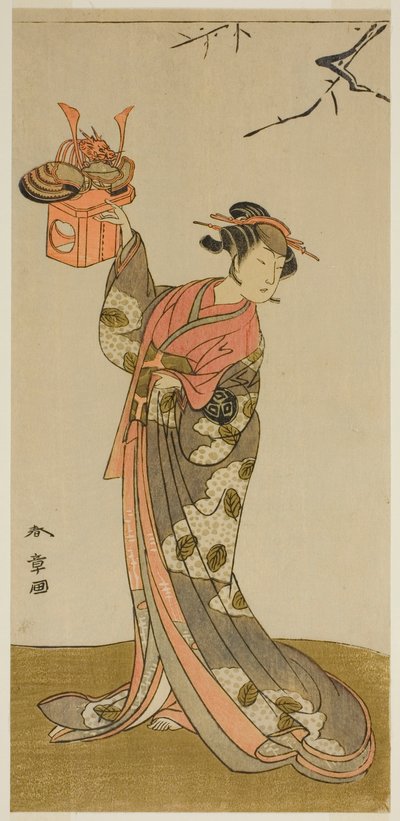 Skuespilleren Arashi Hinaji I som Hananoi i skuespillet Gosho-zakura Horikawa Youchi, opført på Ichimura Theatre i den fjerde måned, 1773 af Katsukawa Shunsho
