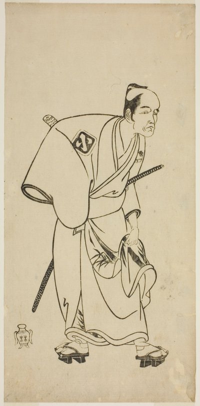 Skuespilleren Arashi Otohachi I som Hotei Ichiemon i skuespillet Ayatsuri Kabuki Ogi, opført på Nakamura Theatre i den syvende måned, 1768 af Katsukawa Shunsho