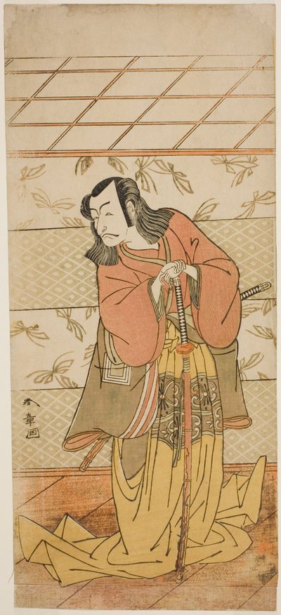 Skuespilleren Ichikawa Danjuro V som Ashiya Doman i skuespillet Kikyo-zome Onna Urakata, opført på Morita Theatre i den syvende måned, 1776 af Katsukawa Shunsho